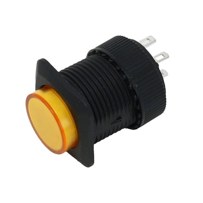 Original 16mm Illuminated Pushbutton - Yellow Momentary - PartsCountry