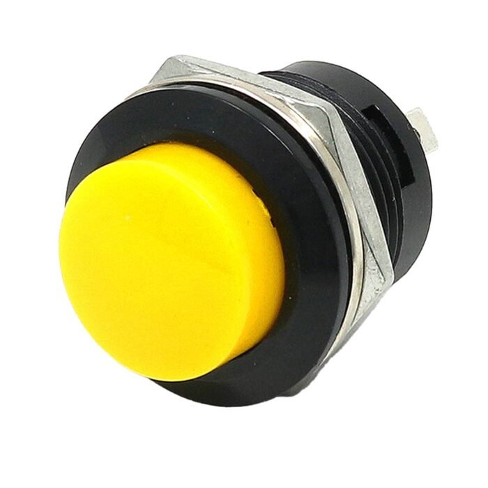 Original 16mm Panel Mount Momentary Pushbutton - Yellow - PartsCountry